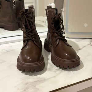 Brown Lace-Up Ankle Boots